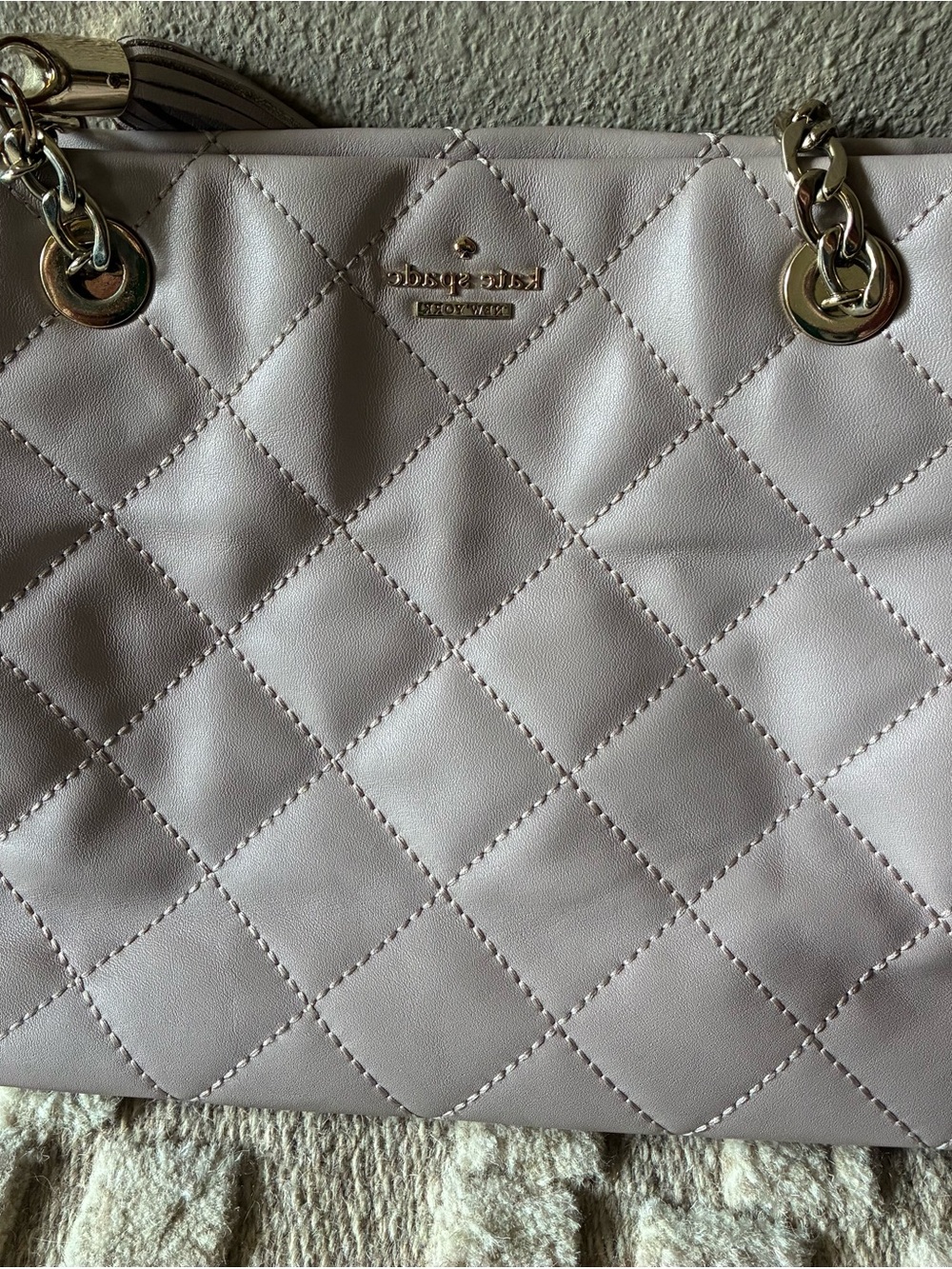 kate spade Quilted Tote in Mauve with Gold Hardware